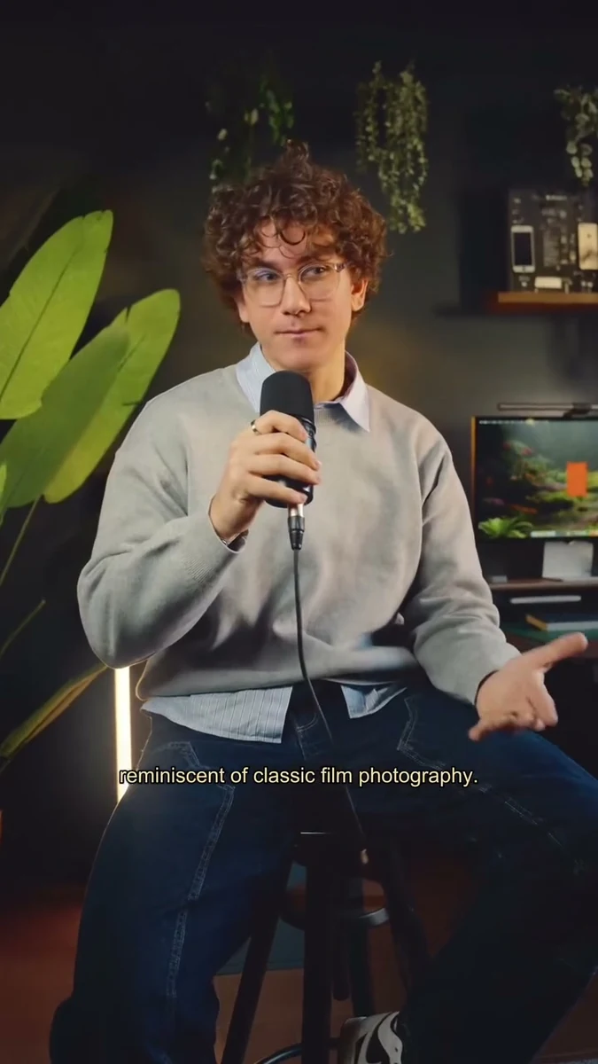 Mattia demonstrating the lens in front of the camera