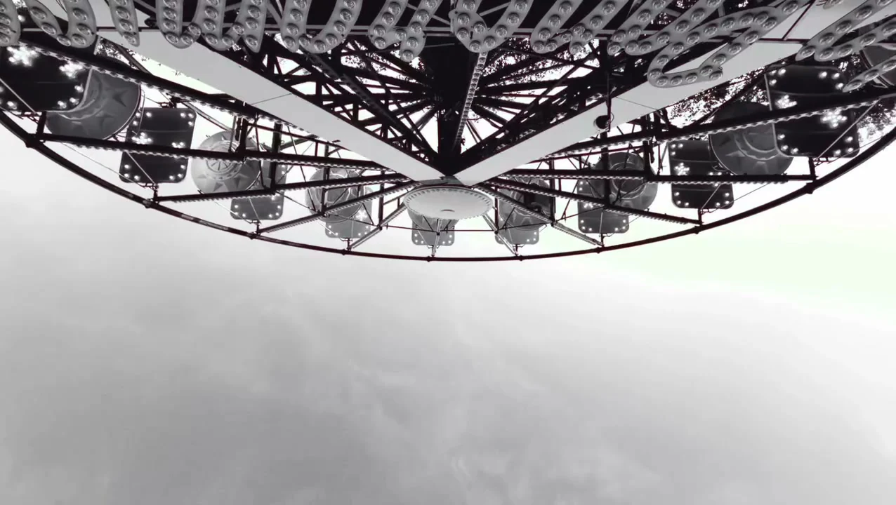 The glass and steel structure of a large observation wheel