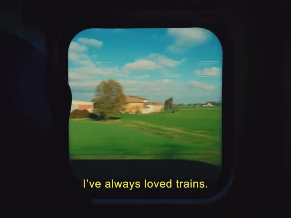 The landscape framed by a train window